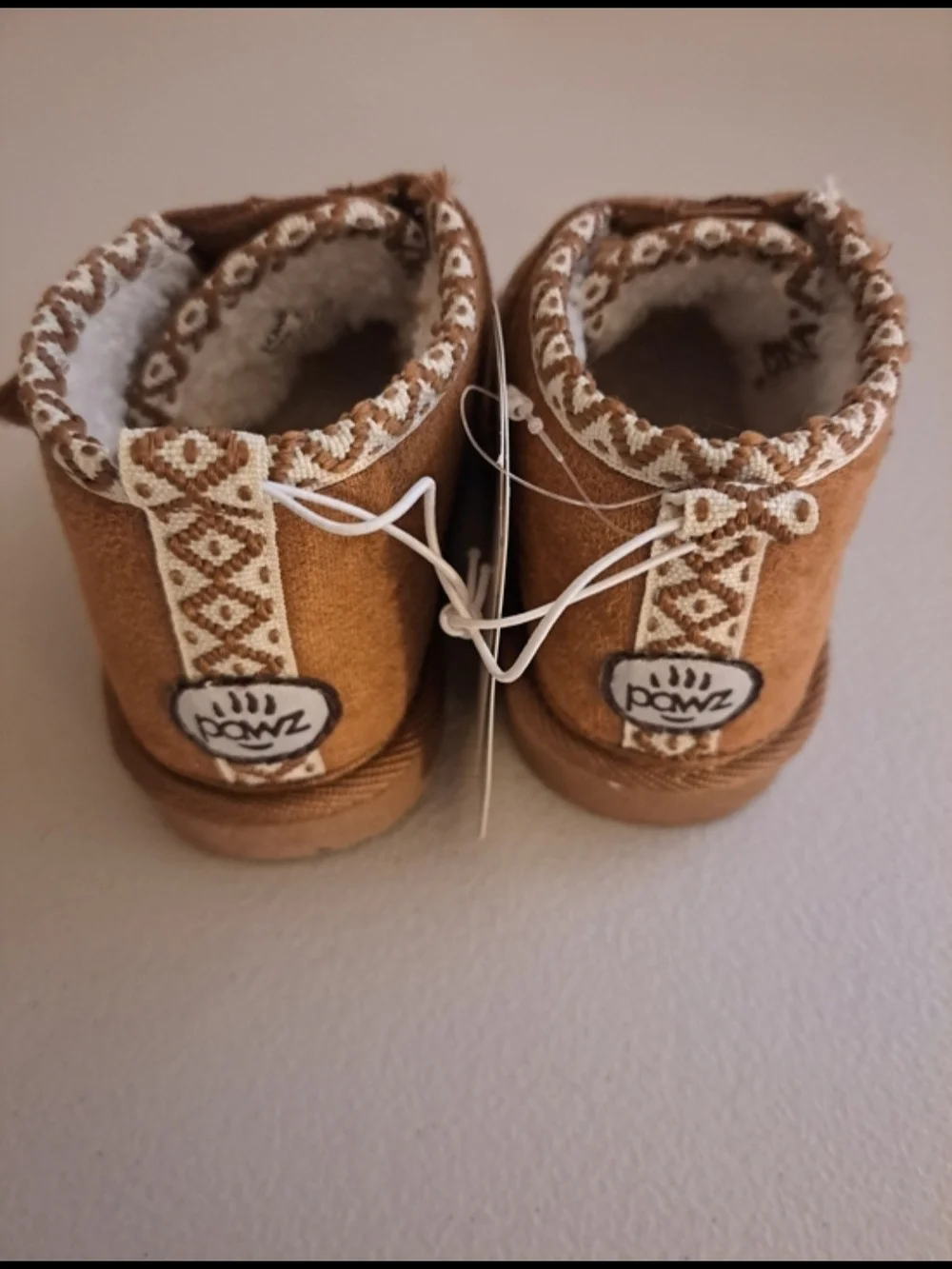 PAWZ Kids Tan Faux-Suede Fleece-Lined Boots